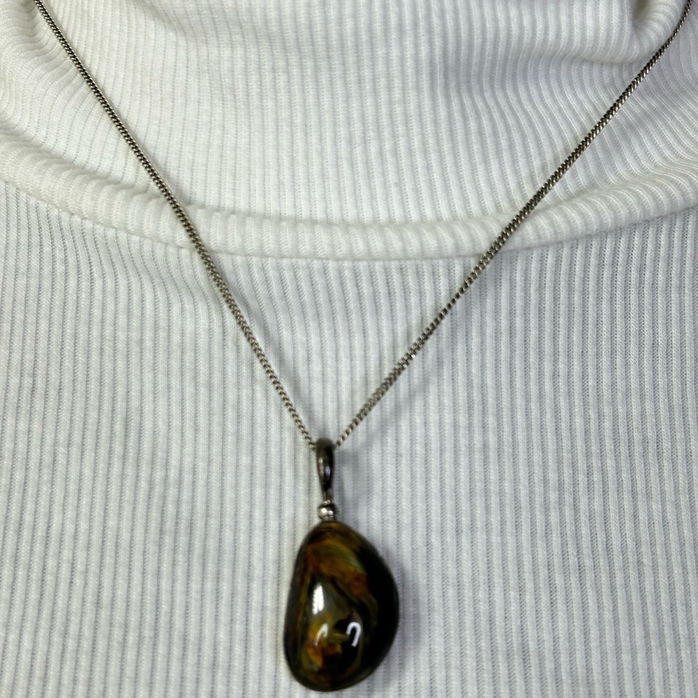 Sajen Sterling Tiger's Eye Citrine Smoky Quartz Labradorite Pendant 925 Chain